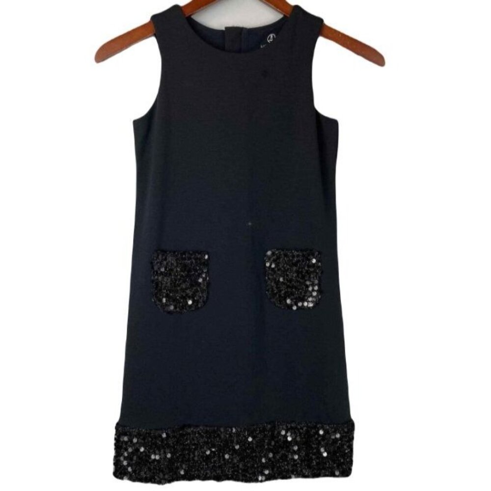 Land's End Kids Girls Black Sleeveless Sequin T-Shirt Jumper Dress Size 6X-7 - Picture 2 of 13